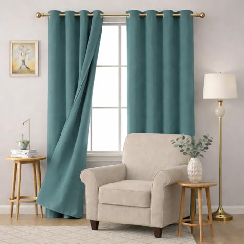 Image of STITCHNEST 'Solis Series' Premium Satin Room Darkening Curtains 7 Feet Long Set of 1 | Door Curtain 7 x 4 Feet | Blocks 70-80% Light | Ideal for Bedroom, Living Room & Home Decor