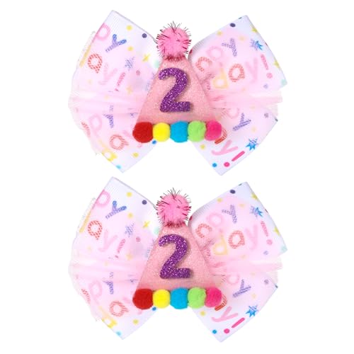 Nœuds à cheveux d'anniversaire pour bébés filles avec décorations confettis roses de 1 à 5 ans