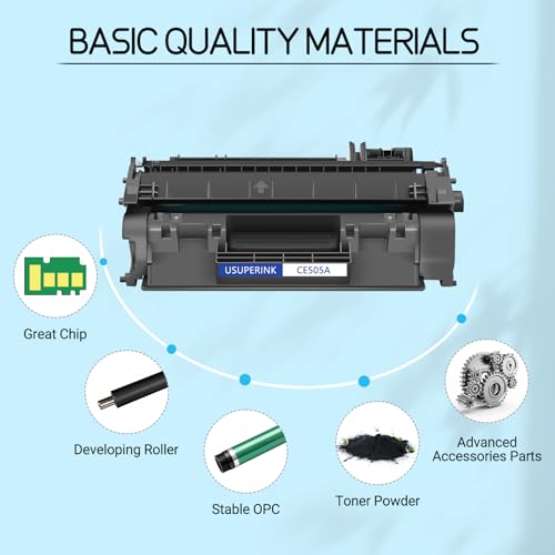 Image of USUPERINK CE505A Black Toner Cartridge Compatible Replacement for HP 05A | CE505A Work with LaserJet P2030 P2035 P2035N P2050 P2055 P2055D P2055DN P2055X Printer (4-Pack)