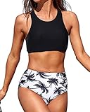 Holipick Black Women High Waisted Bikini Set Two Piece Swimsuits Bikini Top with Bottoms Bathing...