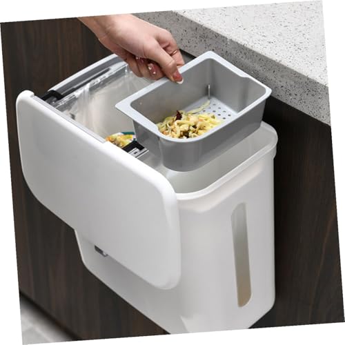 Caneca de basura blanca para cocina con tapa y doble compartimento miniatura 4