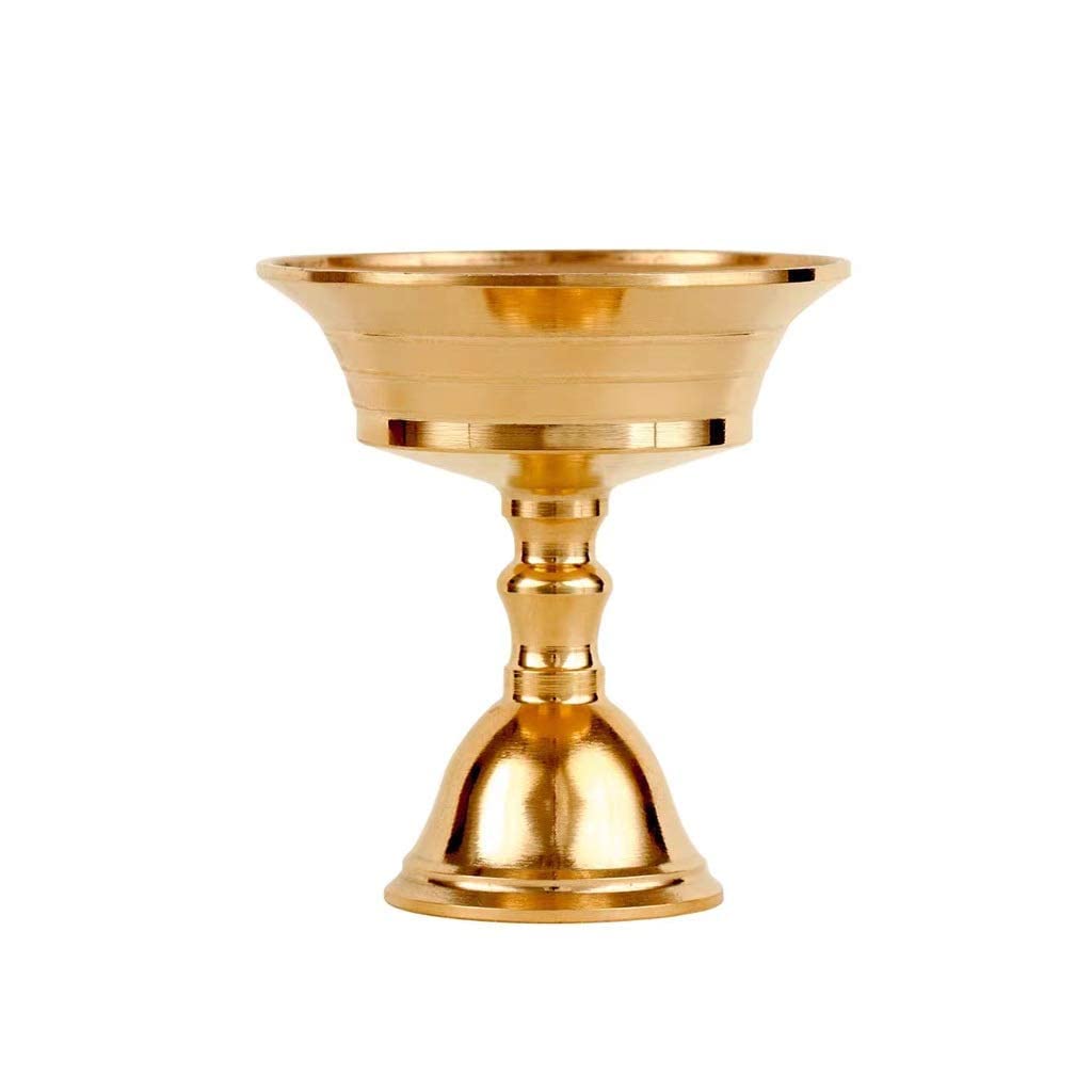 LMPWHP Small Butter Lamp for Buddha Butter Lamp Holder Pure Copper Oil Lamp Household Consecrated Butter Lamp Base Candle Holder Buddhist Altar Supplies/10.8Cm