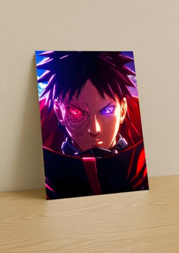Image of NIJUKA Anime Printed Metal sheet Poster For Home And Room Decoration | For Anime Art Fans Boys And Girls (Obito sharingan and Rinnegan)