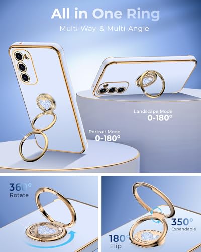 Image of XYZ for Galaxy S23 Case with Stand, Samsung S23 Case with Double Ring, Women Girls Bling Luxury Phone Case for Samsung Galaxy S23, Blue