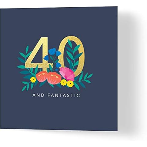 Wuzci 40th Birthday Greeting Card, Multicolour, 150 x 150 mm Cover