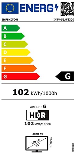 INFINITON INTV-55AF2300 - Smart-TV 55 Zoll 4K UHD - Android 9.0 - Google Assistant - HBBTV - 4X HDMI - 3X USB - DVB-T2/C/S2 - Hotel-Modus - Klasse A+ – Bild 5
