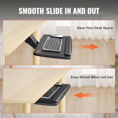 Vevor KEYBOARD TRAY UNDER DESK Adjustable Height, Height And Angle Adjustable Under Desk Keyboard Tray Slide Out thumb #3
