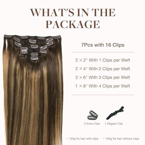 Image of GOO GOO Clip in Hair Extensions Real Human Hair Balayage Remy Extensions