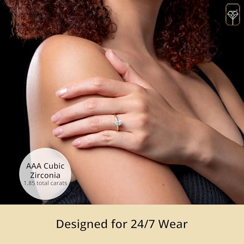 MAX + STONE 1.7 Carat Pear Cubic Zirconia Solitaire Engagement Ring for Women | 14k Gold Engagement Ring | Simulated Diamond Ring | Yellow Gold CZ Engagement Ring3