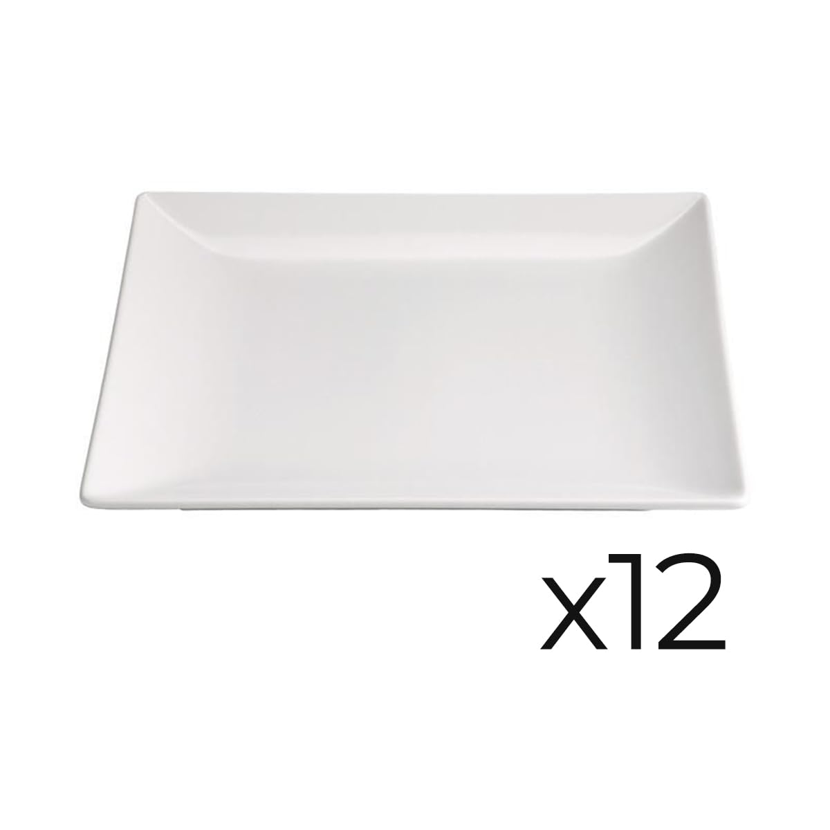 Lot de 12 assiettes carrés LAURA, assiette plates pour service de table en porcelaine blanche - Longueur 18 x largeur 18 x Hauteur 1,7 cm