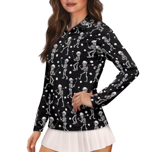 Suobstales Women's Polo Shirt Long Sleeve Golf Shirts Quick Dry T Shirts UPF 50+ Athletic Casual Tennis Shirts Tops for Women