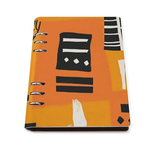 Carnet A5 en cuir rechargeable au design arbre orange et noir exclusif