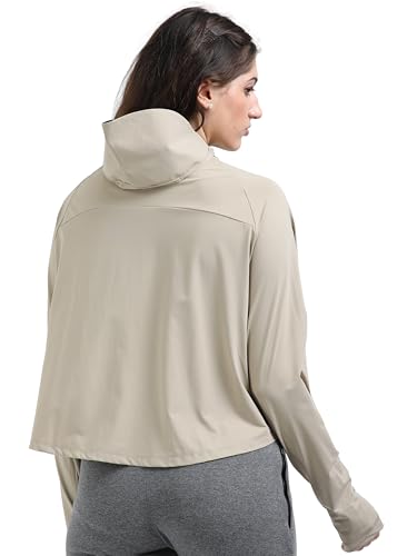 Image of FabSports Women's Croptop UV Protection Sun Screen Jacket, Full Zip Sun Protection Clothing, Lightweight with UPF 50+ Protection for Outdoors, with Pockets, Sun Protective Clothing for Women