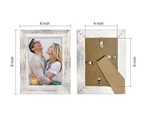 Decanit 4X6 Picture Frames Rustic Distressed White Wood Pattern High Definition Glass For Table Top Display And Wall Mounting Photo Frame，Pack Of 4 #TOP1