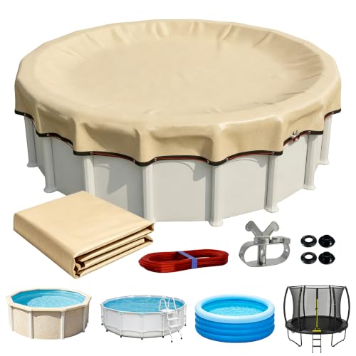 [Ultra-Thick] 24FT Pool Covers for Above Ground Pools, Easy Install Remove