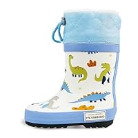 HSYAAMOO Toddler Kids Waterproof Rain Boots with Adjustable Drawstring – Non-Slip Lightweight Rubber Boots for Boys & Girls, Cute Cartoon Pattern Outdoor Shoes