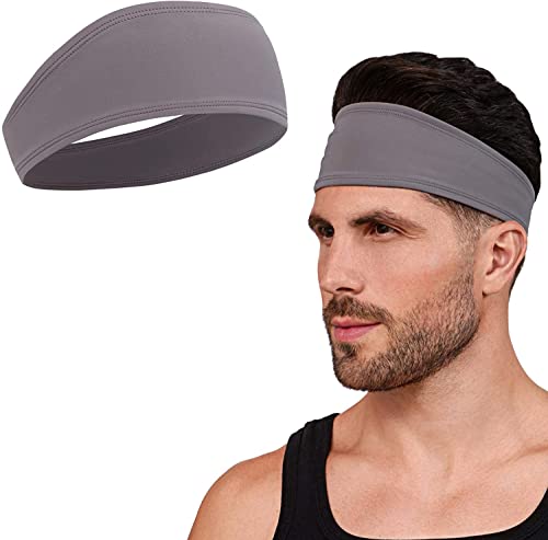 Image of Workout Sweat Bands Headbands for Men Women Sport Non-Slip Head Band,Moisture Wicking Hairband, Long Hair, Quick Dry, Running, Yoga, Hiking, Tennis, Exercise Fitness Gym (Black Grey White)