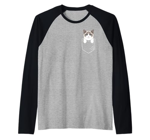 Cute Pocket Ragdoll Cat Lover Camiseta Manga Raglan