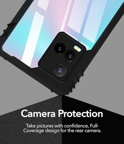 Image of Jkobi Crystal Back Cover Case for Vivo Y33T | Vivo Y21T | Vivo Y21s (Ultimate Shockproof Bumpers | Anti Yellow | Rugged Armor | Hybrid PC | Black)