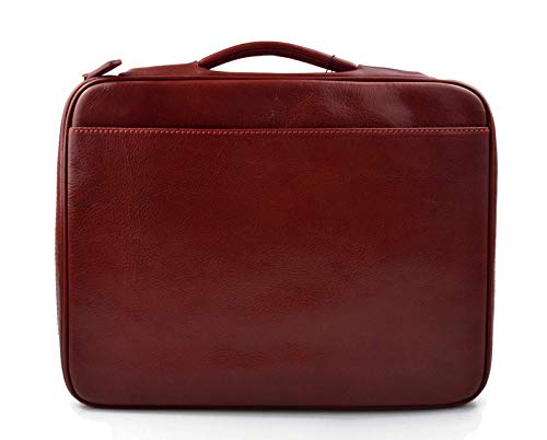 Sac homme messenger en cuir rouge idéal pour transporter vos dossiers A4 au bureau avec style