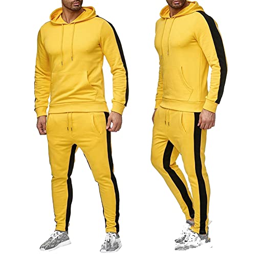 Men's Sweatsuit Pullover Hoodie Tops and Pants Set Casual Sports Tracksuit4
