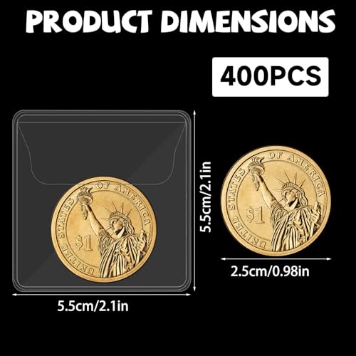 Fundas para Monedas Acrux7 400 unidades 2.2 x 2.2 pulg. miniatura 2