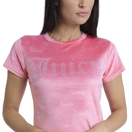 Image of Juicy Couture Women's 2 Piece Velvet Fleece Short Sleeve Shirt and Pants Lounge Sleepwear Set