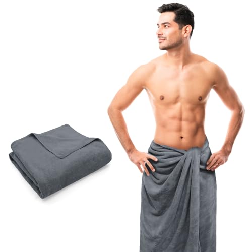 Image of Sassoon Venir Microfiber 1 Piece Men Bath Towel 450 GSM (70x145cm, Stormdust Color) Ultra Soft Material, Towel for Daily use