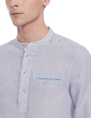 Image of Marks & Spencer Mens Self Design Linen Blend Collared Neck Slim Fit Shirt