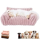 Cozy Sofa Pet Bed Ultra-Comfortable, Fits Cats & Dogs (pink,Small)