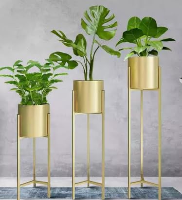 Elegent Home Metal planter floor stand Tall Plant Stand Floor Flower Stands Planter for Living Room Bedroom with pot gold finish set of 3 (B0CPCPJLS2) Amazon Price History, Amazon Price Tracker