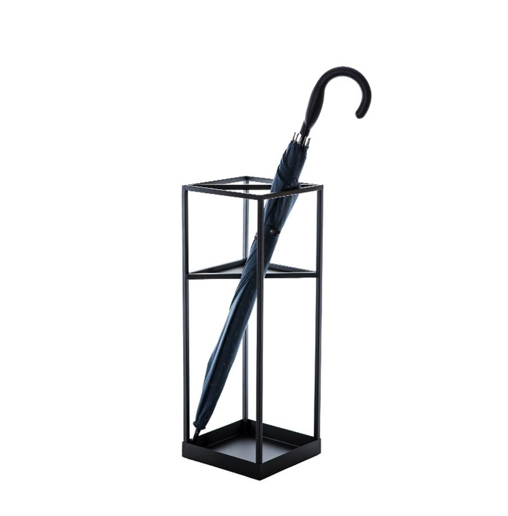 FCXWEVR Metal Geometric Umbrella Stand for Entryway Freestanding Matte Black Umbrella Holder Rack with Bucket 20.5 * 20.5 * 53.3cm