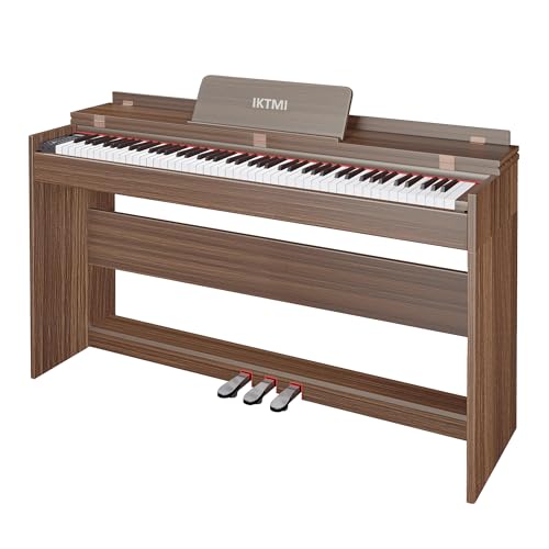 IKTMI 電子ピアノ 88鍵盤 ハンマーアクション鍵盤 木製 ピアノ 88鍵 3本ペダル付き アップライトピアノ Digital Piano 人気 電子 ピアノ MIDI対応 大人 子供 初心者 の練習 サブブラウン