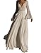 L-Peach Damen Spitze Chiffon V-Ausschnitt Langes Kleid Strandkleid Pareo Cover ups One Size