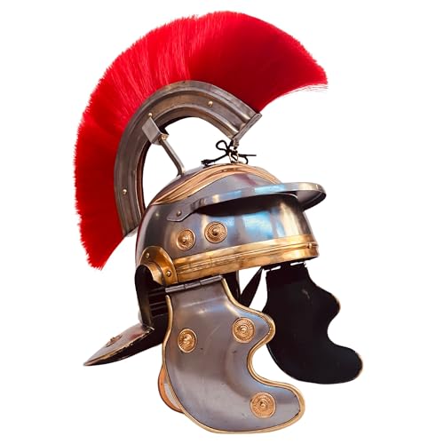 ALADEAN Roman Officer Helmet - Medieval Imperial Centurion Vintage Armor - 18g Mild Steel - LARP Cosplay Costume