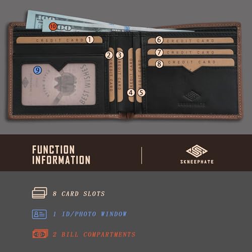 Mens Bifold Wallets Genuine Leather Brown Western | Cool Scorpion Billfold Credit Card Holder RFID Blocking Wallet | Men's Gift Idea(brown)3