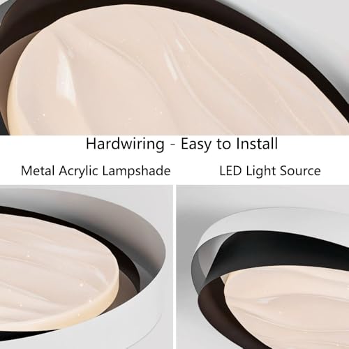 Plafonnier LED moderne minimaliste à 2 niveaux noir et blanc avec télécommande