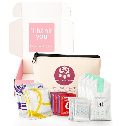 Period Travel Kit for Women & Girls 17-Piece On-The-Go Hygiene Set with Pads Liners Wipes Disposal Bags & Reusable Pouch First Period Essentials & Puberty Kit for Girls 913 Gift Ready