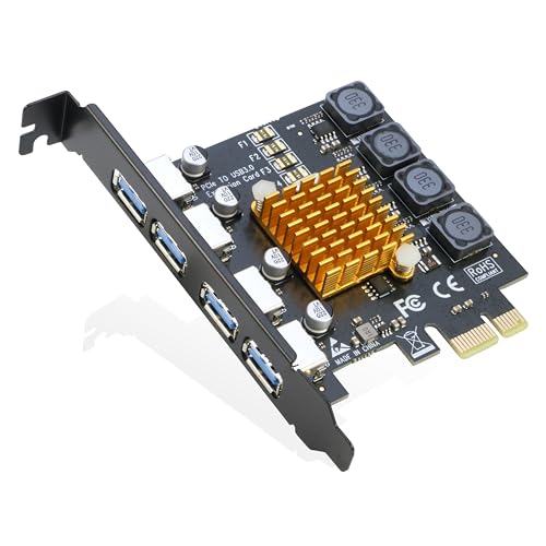 Image of RIITOP USB 3.0 PCIe Card 4-Port PCI Express x1 to USB 3.0 Expansion Adapter Internal USB3 HUB on PC for Win 11 /10 (No Additional Power Required)