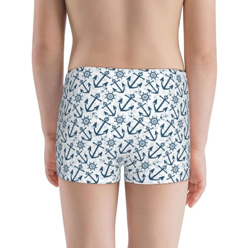Boys' Cotton Boxer Brief Soft Underwear-Nautical Theme Anchors3