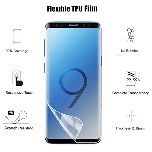 Uzwzw [3 Pack] Compatible With Samsung Galaxy S9 Plus Screen Protector (Not Glass), Flexible Soft Tpu Film, Fingerprint Compatible, Case Friendly #TOP1