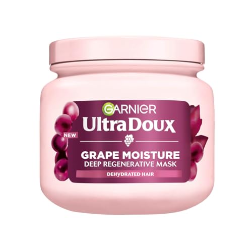 Garnier Ultra Doux Grape Moisture - Hydrating Regenerative Mask for Dehydrated Hair. Hydrating Grape Water + Antioxidant Grapeseed Oil - Paraben-Free Vegan Cruelty-Free - 340ml