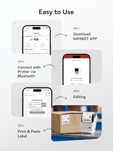 Image of NIIMBOT B1 Label Maker, Portable Bluetooth Thermal Label Printer with Large Waterproof Tape and Multiple Templates for Kitchen, Home, School, Small Business,2 Inch (Silver, 1 Printer+1 Roll Label)