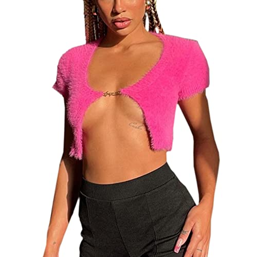 Valentines Sweater Women Y2k Corset Crop Tops Sexy Low Cut V-Neck Short Sleeve Summer Tops Girls Taylor Cardigan