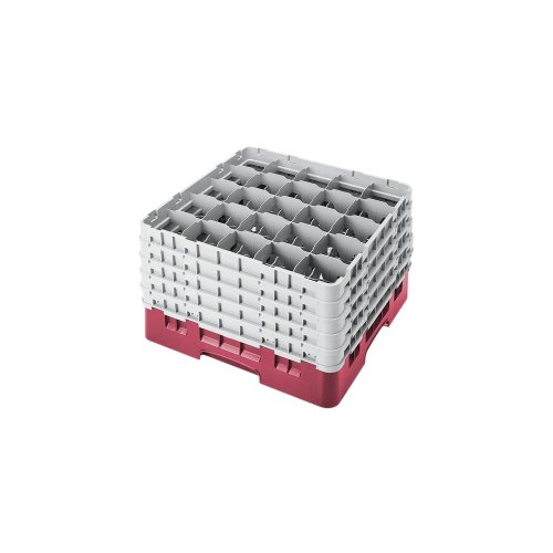 Cambro Camrack 25 Comp Full Size Glass Rack w/ 5 Extenders, Cranberry - Case = 2