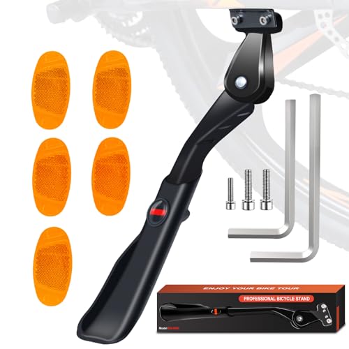ASOUNY Fahrradständer Mountainbike 24 26 27 28 29 Zoll - 18mm 40mm Lochabstand Hinterbauständer Aluminiumlegierung Fahrrad Ständer Ständerfuß Höhenverstellbar Seitenständer für Ebike MTB Rennrad