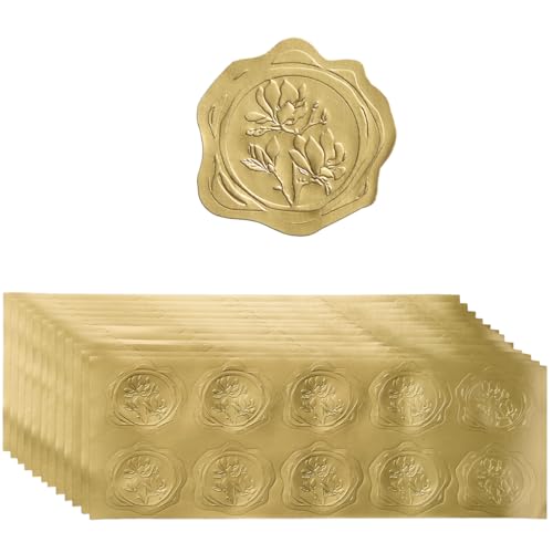 300 Pieces Embossed Gold Foil Stickers Gold Magnolia