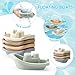 Baby Bath Toys for Kids Ages 1-3, 15PCS Mold Free Bath Toys Toddlers 2-4, Bathtub Pool Water Table Toys, Silicone Bath Toy and Floating Boats & Stacking Spoons for Babies 6-12 Months