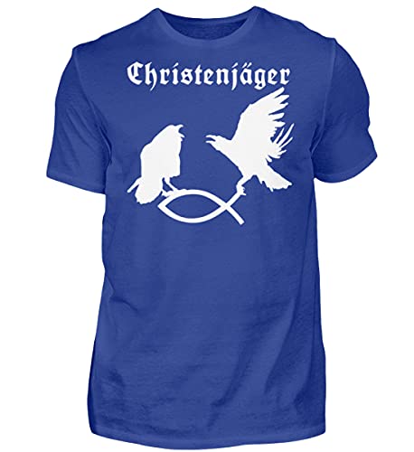 T-Shirt Hugin et Munin Odin Bleu XL - Mode Homme Motif Corbeau Mythologique