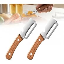 2026 Upgrade 2-in-1 Vegetable Peeler with Bottle Opener, Stainless Steel Peeler for Kitchen with Wooden Handle, Multifunctional Potato Peeler for Fruit Veggie Pumpkin Sugarcane Papaya Carrot 2pcs